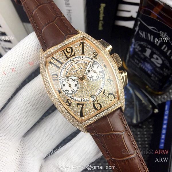 New Copy Franck Muller Mariner Chronograph Iced Out Watch Black Leather Strap New Copy Franck Muller Mariner Chronograph Iced Out Watch Black Leather Strap