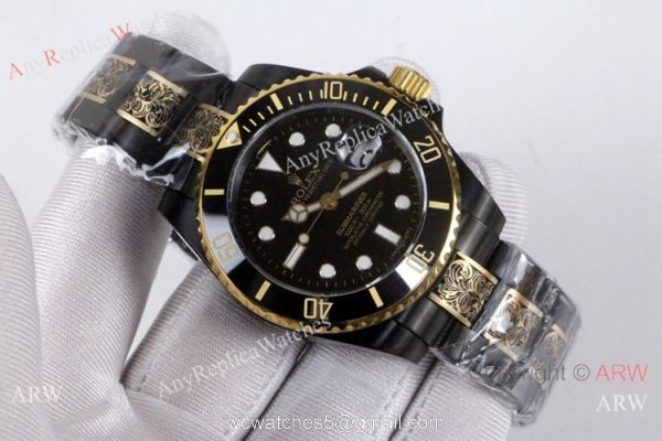 High Quality Rolex Submariner Black Face Two Tone Tattoo Watch 40mm High Quality Rolex Submariner Black Face Two Tone Tattoo Watch 40mm