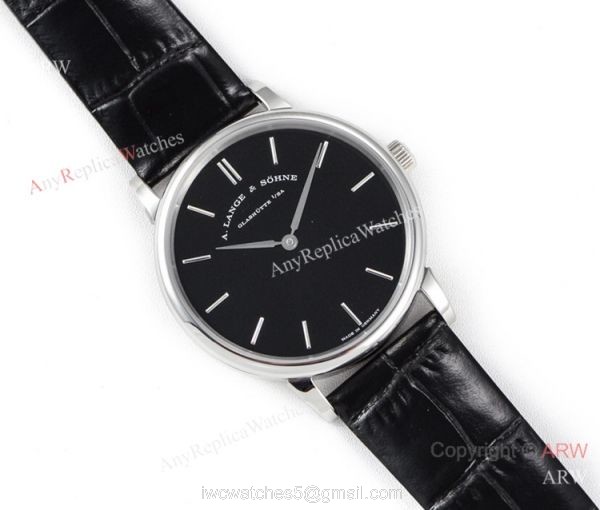 Swiss Grade A.Lange Sohne Saxonia Thin 2892 SS Black Dial Watch Super clone Swiss Grade A.Lange Sohne Saxonia Thin 2892 SS Black Dial Watch Super clone