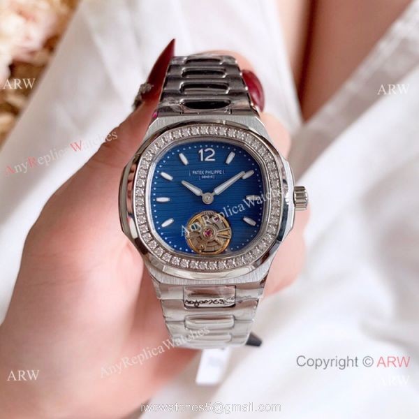 New Copy Patek Philippe Nautilus Womens 34mm Watch with Blue Tourbillon Dial New Copy Patek Philippe Nautilus Womens 34mm Watch with Blue Tourbillon Dial