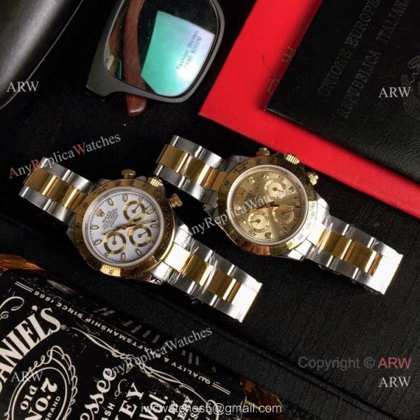 Copy Rolex Two Tone Daytona 40mm Watch Gold Dial with Diamond Gold Rolex Daytona Replica Copy Rolex Two Tone Daytona 40mm Watch Gold Dial with Diamond Gold Rolex Daytona Replica