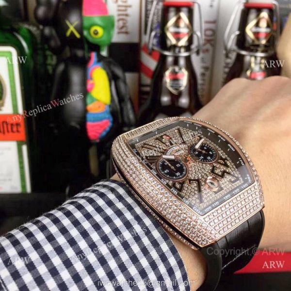 Franck Muller Vanguard Replica Wristwatch Rose Gold Diamond Chronograph Dial Franck Muller Vanguard Replica Wristwatch Rose Gold Diamond Chronograph Dial