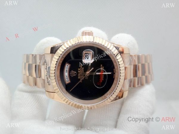 Replica Presidential Rolex Day Date 40mm Rose Gold Black Onyx Dial Watch Replica Presidential Rolex Day Date 40mm Rose Gold Black Onyx Dial Watch