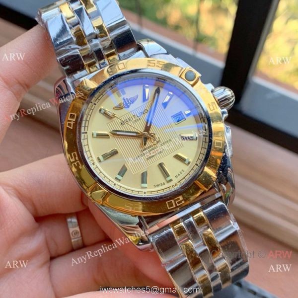 New Copy Breitling Chronomat 01 43mm Watches Two Tone and White New Copy Breitling Chronomat 01 43mm Watches Two Tone and White