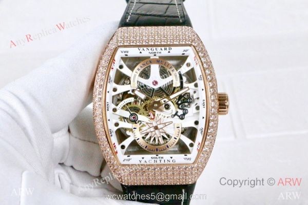 Clone Franck Muller Vanguard Yachting Anchor Skeleton Diamond Watch ARW Watches Clone Franck Muller Vanguard Yachting Anchor Skeleton Diamond Watch ARW Watches