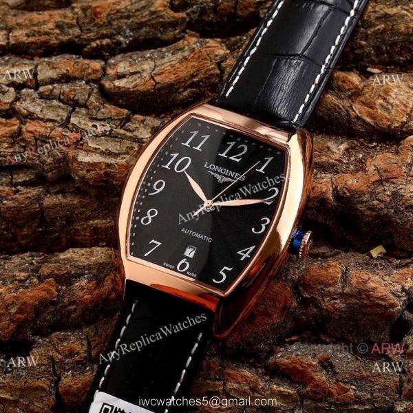 Copy Longines Evidenza Men Watches Black Dial Black Leather Strap Copy Longines Evidenza Men Watches Black Dial Black Leather Strap