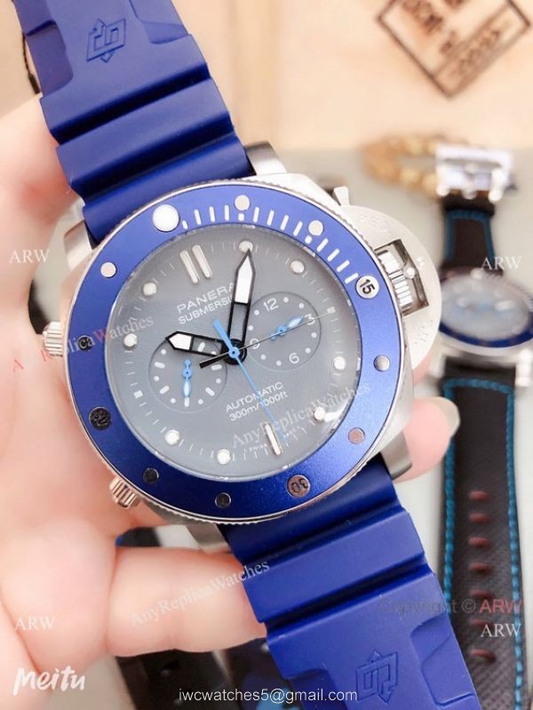 2019 New Panerai Submersible Chrono Guillaume Nery Edition Watch SS Blue Bezel 2019 New Panerai Submersible Chrono Guillaume Nery Edition Watch SS Blue Bezel
