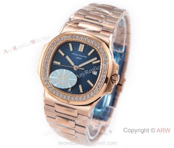 OE Factory Patek Philippe 5713G Nautilus Watches Copy Rose Gold Diamond bezel OE Factory Patek Philippe 5713G Nautilus Watches Copy Rose Gold Diamond bezel