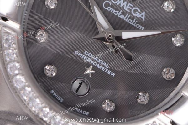 Swiss Replica Omega Constellation 316L Steel Grey Mop Dial Watch Lady Swiss Replica Omega Constellation 316L Steel Grey Mop Dial Watch Lady