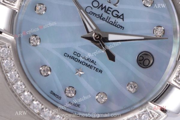 Swiss Replica Omega Constellation Stainless Steel Blue MOP Dial Watch 27mm Swiss Replica Omega Constellation Stainless Steel Blue MOP Dial Watch 27mm