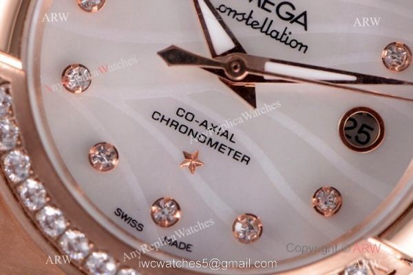 Swiss Replica Omega Constellation Rose Gold Diamond 27mm Watch 2019 New Swiss Replica Omega Constellation Rose Gold Diamond 27mm Watch 2019 New