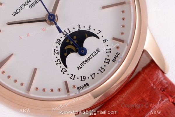 (VC) Vacheron Constantin Copy Patrimony Moon phase Rose Gold Diamond Watch 32mm (VC) Vacheron Constantin Copy Patrimony Moon phase Rose Gold Diamond Watch 32mm