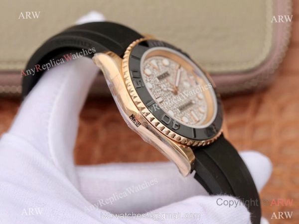 Swiss Grade Rolex Rose Gold Yachtmaster Replica Watch Diamond Face Swiss Grade Rolex Rose Gold Yachtmaster Replica Watch Diamond Face