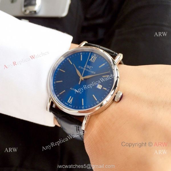 2019 Copy IWC Portofino 150th anniversary Watch Blue Dial Black Leather Band 2019 Copy IWC Portofino 150th anniversary Watch Blue Dial Black Leather Band