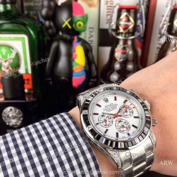 Fake Rolex with Diamond Bezel Stainless Steel Daytona Watch Fake Rolex with Diamond Bezel Stainless Steel Daytona Watch