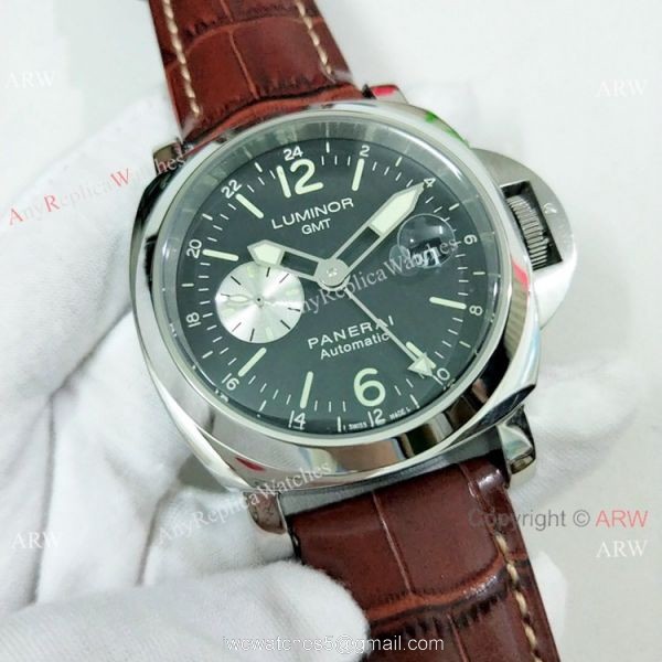 Fake Panerai Luminor GMT PAM00088 Watch Ss Brown Leather Band Fake Panerai Luminor GMT PAM00088 Watch Ss Brown Leather Band