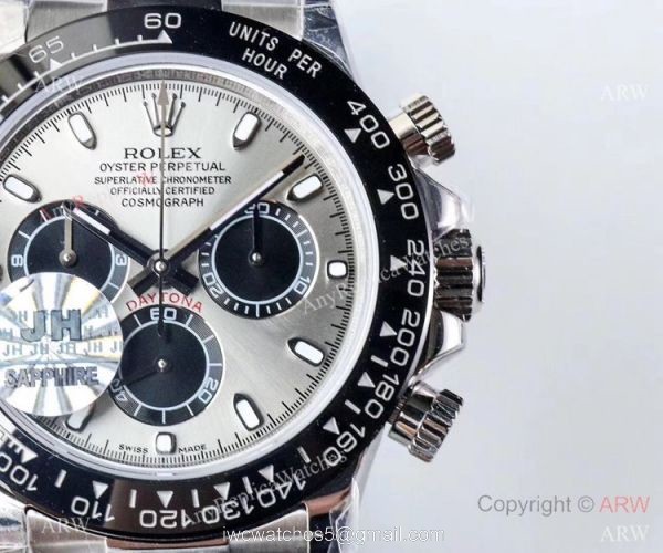1:1 Swiss Rolex Cosmograph Daytona 4130 JH Factory Watch Silver or Gray Face 1:1 Swiss Rolex Cosmograph Daytona 4130 JH Factory Watch Silver or Gray Face