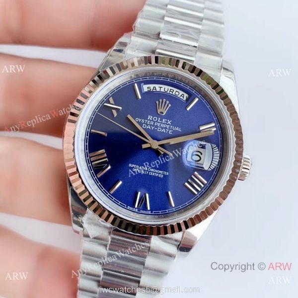 NEW Upgraded Copy Rolex DayDate ii Blue Face Stainless Steel President Watch V3 NEW Upgraded Copy Rolex DayDate ii Blue Face Stainless Steel President Watch V3