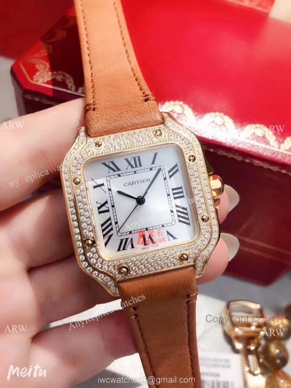 New Cartier Santos 100 Diamond Replica Watch Yellow Gold Diamond New Cartier Santos 100 Diamond Replica Watch Yellow Gold Diamond