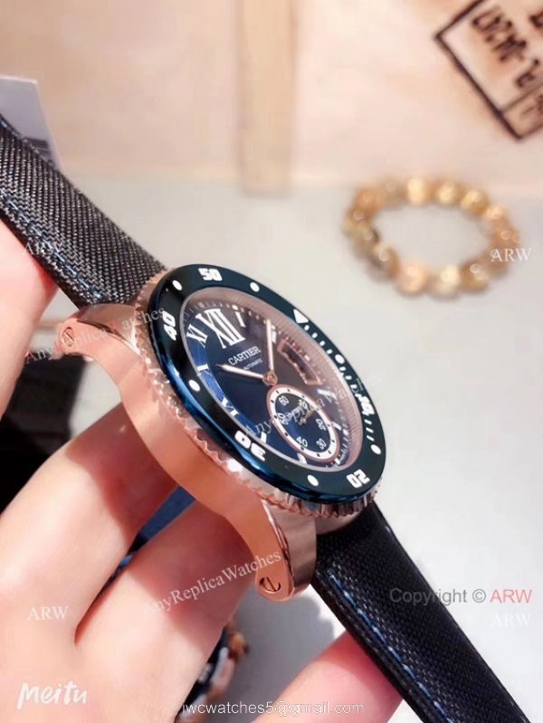 Copy Cartier Calibre De Diver Rose Gold Black Face Watches Copy Cartier Calibre De Diver Rose Gold Black Face Watches