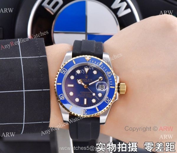 Rolex Submariner Clone Two Tone Black Rubber Strap Watch 41mm Rolex Submariner Clone Two Tone Black Rubber Strap Watch 41mm