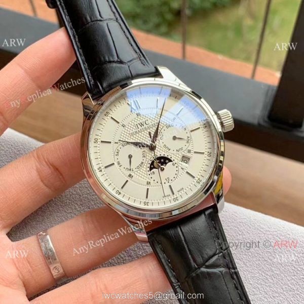 IWC Portugieser Annual Calendar Watches White Dial Black Leather Strap IWC Portugieser Annual Calendar Watches White Dial Black Leather Strap