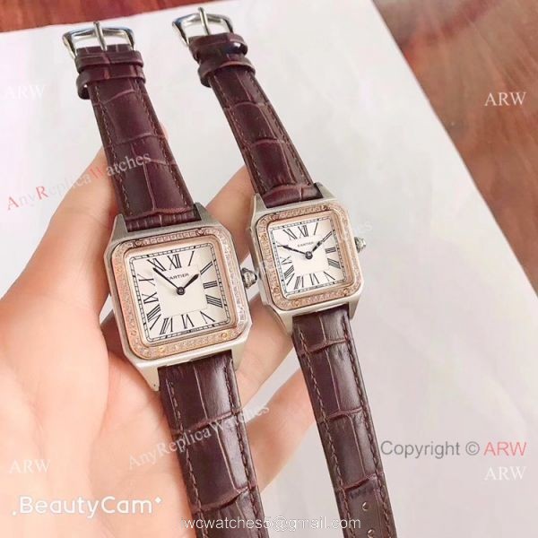 2019 New Cartier Santos Diamond Replica Watch Black Leather Strap Gold Bezel 2019 New Cartier Santos Diamond Replica Watch Black Leather Strap Gold Bezel