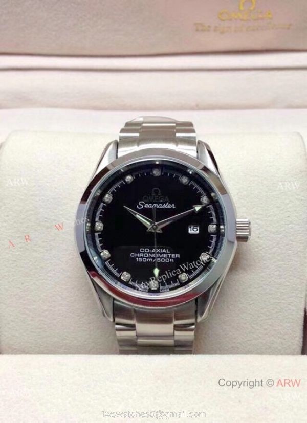 Copy Omega Seamaster 39mm Watch Black Dial Diamond Marker Copy Omega Seamaster 39mm Watch Black Dial Diamond Marker