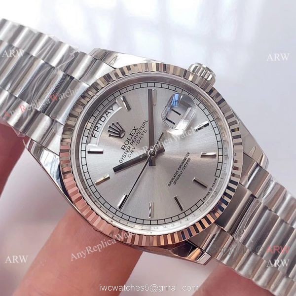 (EW)Copy Swiss 3255 Rolex Day-Date Presidential Watch Silver Dial 36mm (EW)Copy Swiss 3255 Rolex Day-Date Presidential Watch Silver Dial 36mm
