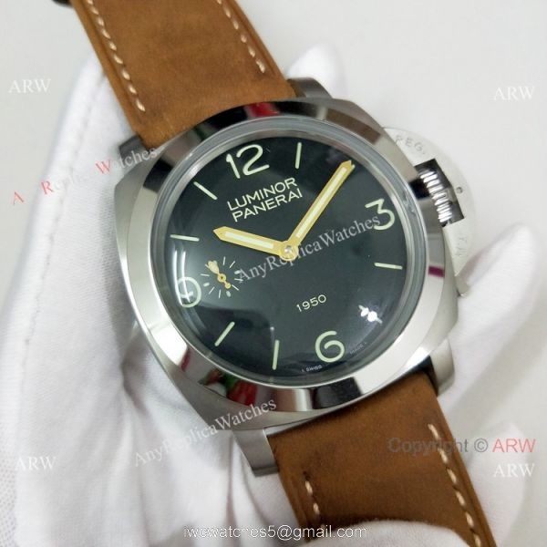 Copy Panerai Luminor PAM00127 Watch Black Dial Brown Leather Band Copy Panerai Luminor PAM00127 Watch Black Dial Brown Leather Band
