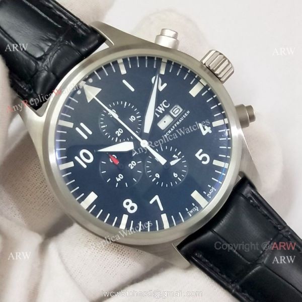 New Copy Iwc Pilot Spitfire Chronograph SS Black Dial Watch 43mm New Copy Iwc Pilot Spitfire Chronograph SS Black Dial Watch 43mm