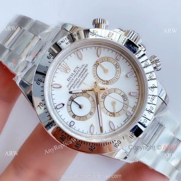 Replica Swiss Rolex Daytona Noob 7750 Watch Stainless Steel White Dial Replica Swiss Rolex Daytona Noob 7750 Watch Stainless Steel White Dial