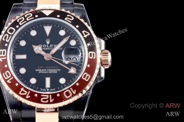 KS Factory Rolex GMT Master II Swiss ETA Root-Beer Two Tone Rose Gold PVD Watch KS Factory Rolex GMT Master II Swiss ETA Root-Beer Two Tone Rose Gold PVD Watch