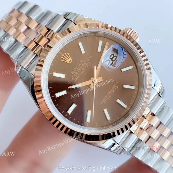 EW factory Replica Rolex Oyster Perpetual Datejust 2T Rose Gold Jubilee Chocolate Dial Watch 36MM EW factory Replica Rolex Oyster Perpetual Datejust 2T Rose Gold Jubilee Chocolate Dial Watch 36MM