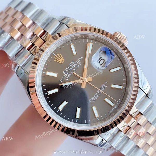 EW factory Replica Rolex Datejust 2T Rose Gold Grey Dial Watch 36MM EW factory Replica Rolex Datejust 2T Rose Gold Grey Dial Watch 36MM