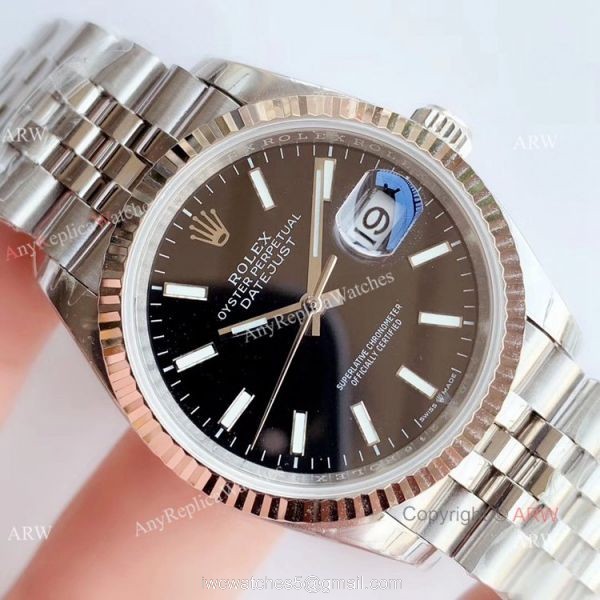 EW factory Copy Rolex Datejust 36mm Black Face SS Jubilee Band Watch EW factory Copy Rolex Datejust 36mm Black Face SS Jubilee Band Watch