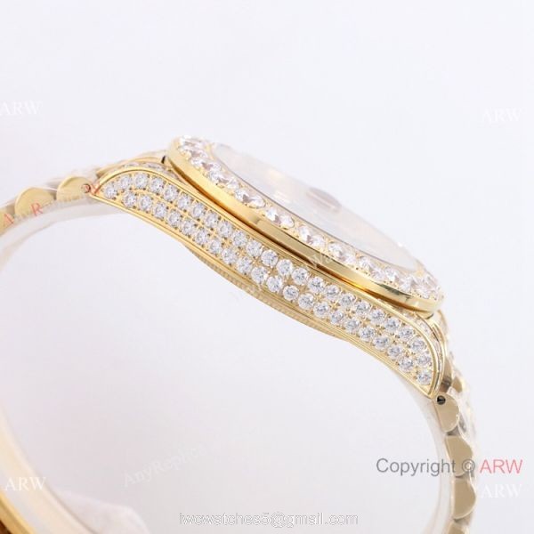 New Rolex Day-Date Gold Iced out Watch 43mm Best Chinese Replica Watches New Rolex Day-Date Gold Iced out Watch 43mm Best Chinese Replica Watches