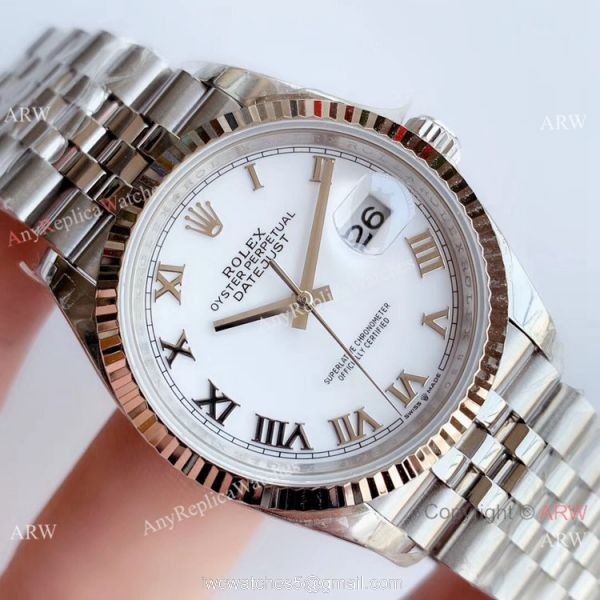 EWF Replica Rolex Datejust 36mm Watch White Dial Roman Markers EWF Replica Rolex Datejust 36mm Watch White Dial Roman Markers