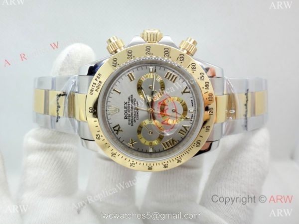High Quality Copy Rolex Daytona Two Tone Gray Roman Watch 40mm High Quality Copy Rolex Daytona Two Tone Gray Roman Watch 40mm