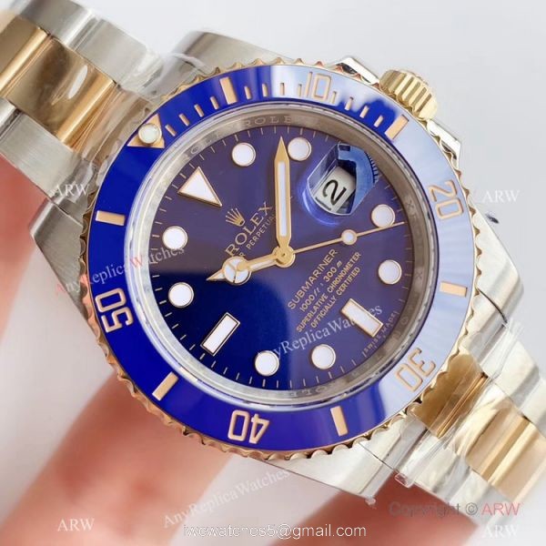 Grade AAA Rolex Submariner AR Factory V3 Version 2-Tone Smurfs Watch 40mm Grade AAA Rolex Submariner AR Factory V3 Version 2-Tone Smurfs Watch 40mm
