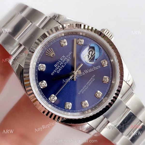 (EW) Grade 1A Rolex Datejust 36mm Watch Stainless Steel Blue Diamond Dial Rolex EW Factory Wrist (EW) Grade 1A Rolex Datejust 36mm Watch Stainless Steel Blue Diamond Dial Rolex EW Factory Wrist