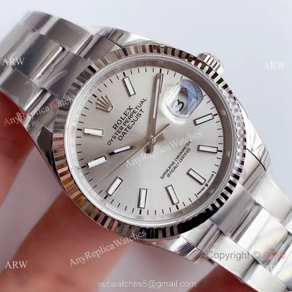 Swiss Copy Rolex Datejust 36mm SS Grey Dial Watch Rolex EW Factory 3235 316L Steel Swiss Copy Rolex Datejust 36mm SS Grey Dial Watch Rolex EW Factory 3235 316L Steel