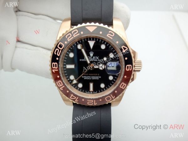 Replica Rolex GMT-Master II Rubber Strap Brown Black Ceramic Watch Replica Rolex GMT-Master II Rubber Strap Brown Black Ceramic Watch