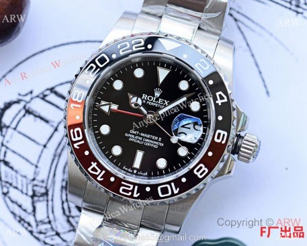 Clone Rolex GMT-Master II Stainless Steel Black and Red Ceramic Watch 40mm Clone Rolex GMT-Master II Stainless Steel Black and Red Ceramic Watch 40mm