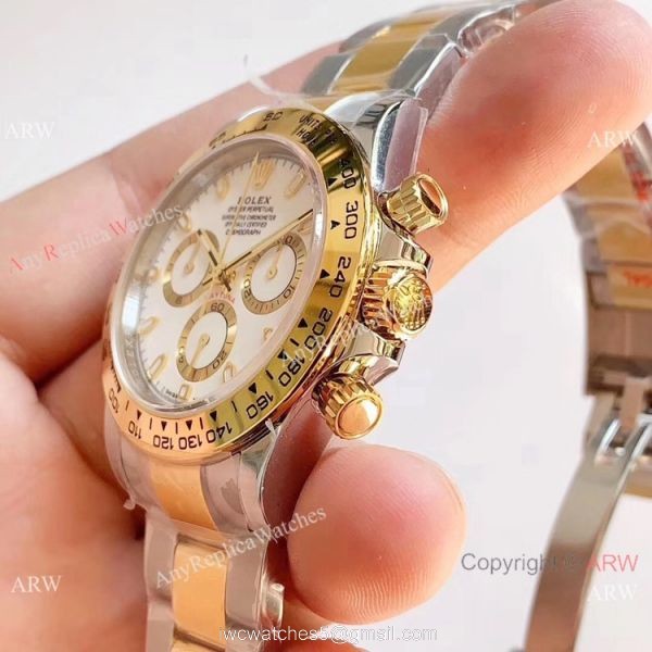 1:1 Best Clone Rolex Daytona Two Tone White Dial Watch Noob Factory 904L 4130 Movement 1:1 Best Clone Rolex Daytona Two Tone White Dial Watch Noob Factory 904L 4130 Movement