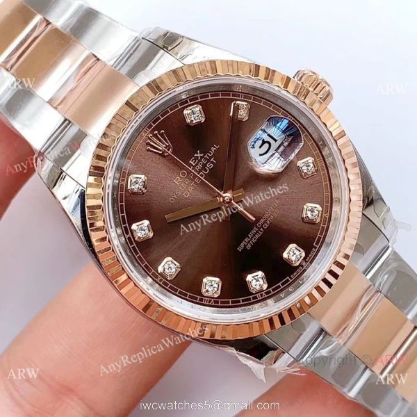 EWF Swiss 3235 Rolex Datejust Replica Watch 2-Tone Rose Gold Brown Dial EWF Swiss 3235 Rolex Datejust Replica Watch 2-Tone Rose Gold Brown Dial