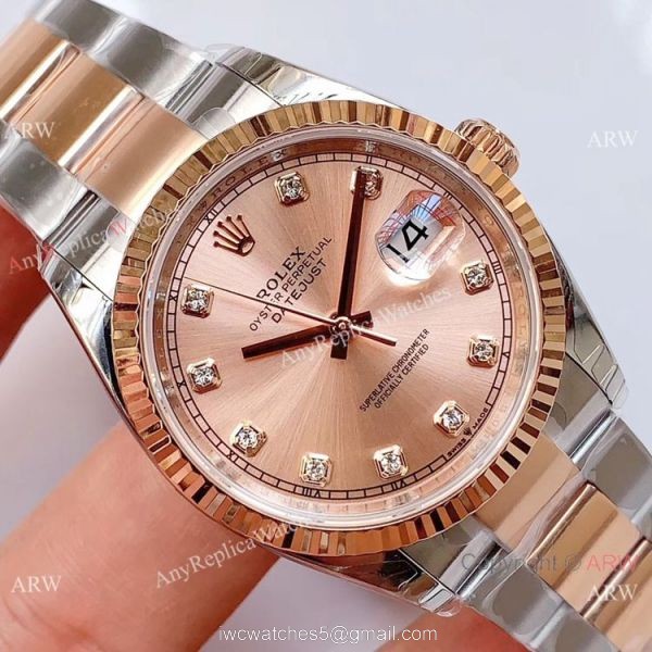 EWF Swiss 3235 Rolex Datejust 36 Watch Salmon Dial Rolex Everose Replica EWF Swiss 3235 Rolex Datejust 36 Watch Salmon Dial Rolex Everose Replica