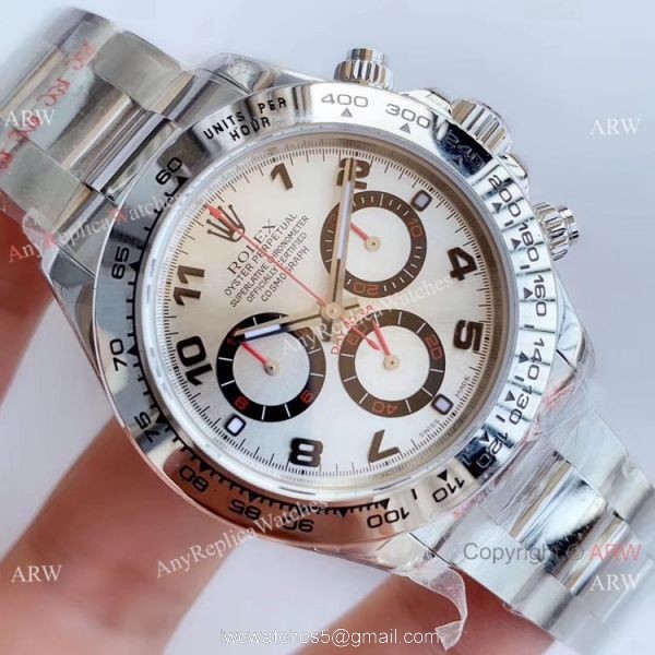 Noob Factory Clone 7750 Rolex Daytona Copy Watch Ss Silver Arabic Dial Noob Factory Clone 7750 Rolex Daytona Copy Watch Ss Silver Arabic Dial
