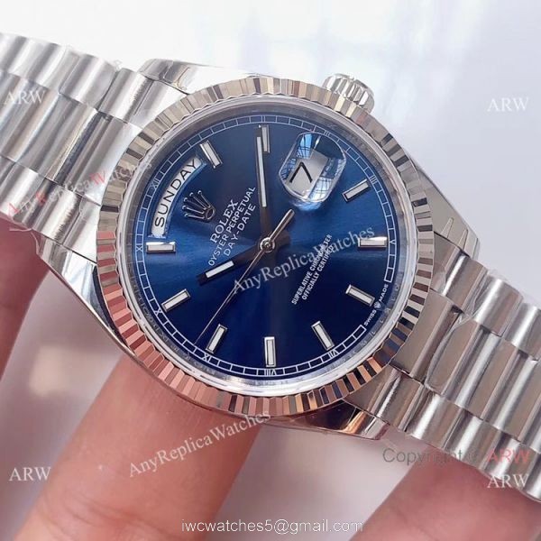 (EW)Swiss 3255 Rolex Day Date 36mm Watch Stainless Steel President Blue Dial (EW)Swiss 3255 Rolex Day Date 36mm Watch Stainless Steel President Blue Dial