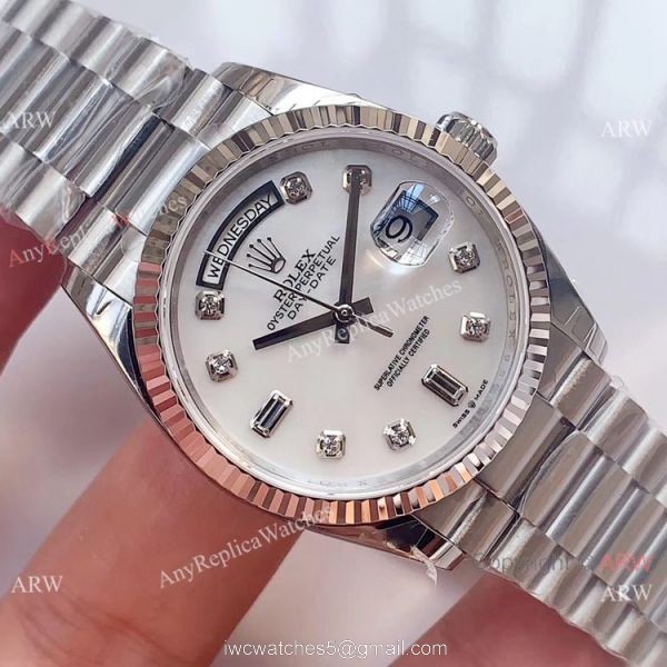 (EW)Swiss 3255 Replica Presidential Rolex Day-Date 36mm Watch SS White MOP Dial (EW)Swiss 3255 Replica Presidential Rolex Day-Date 36mm Watch SS White MOP Dial
